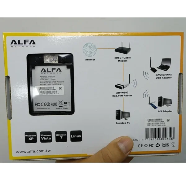 ALFA AWUS036NHA AR9271 Chipset WiFi Adapter 802.11b/g/n For BT5 (BackTrack 5), Kali Linux, Aircrack-NG, UBUNTU - Image 3